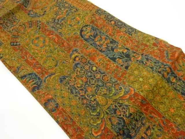 JAPANESE KIMONO / NAGOYA OBI / TSUMUGI / CREST & KIKKO & FLOWER 